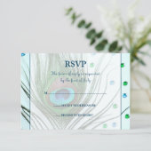 Carte de réponse Turquoise Glam Peacock (Debout devant)