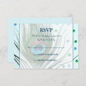 Carte de réponse Turquoise Glam Peacock (Devant / Derrière)