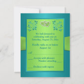 Carte de réponse Turquoise, Lime Floral Joined Hea (Dos)