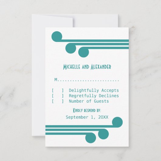 Carte de réponse turquoise simple déco chic (Devant)