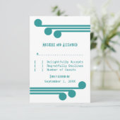 Carte de réponse turquoise simple déco chic (Debout devant)