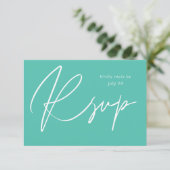 Carte de réponse Turquoise Vert MOD Calligraphie a (Debout devant)