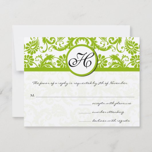 Carte de réponse verte Apple - Texte côté mat (Dos)