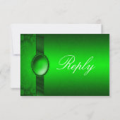 Carte de réponse verte Damask Ribbon (Dos)