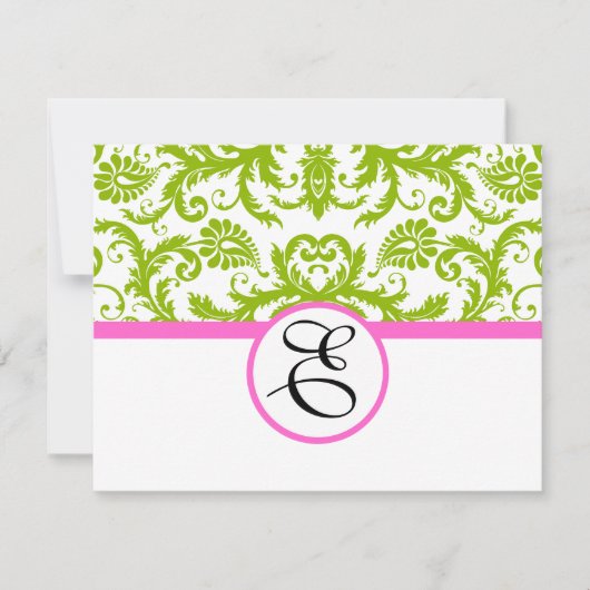 Carte de réponse verte et rose (Devant)