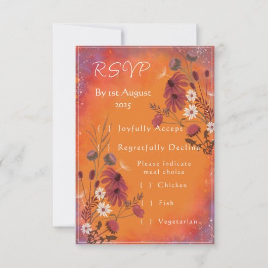 Carte de réponse verticale Saffron Sky Wildflower (Devant)