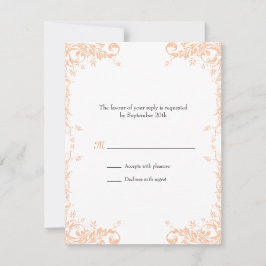 Carte de réponse Vins mariages (Pêche) (Devant)
