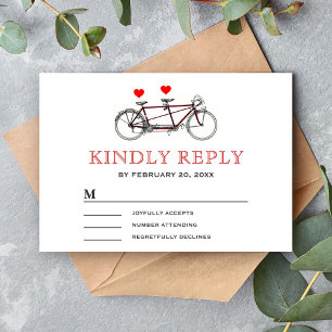 Carte de réponse vintage tandem vélo mignonne RSVP