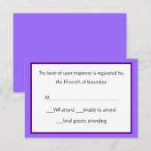 Carte de réponse violet et blanc tout usage (Devant / Derrière)