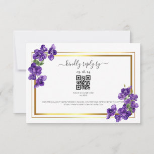 Carte de réponse Violettes Violet Foncé
