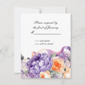 Carte de réponse Watercolor Peony Dusty (Devant)