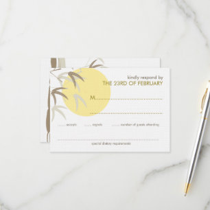 Carte de réponse Zen Bambou Soleil Levant Jaune