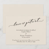 Carte de report de mariage à la crème "L'amour est (Devant / Derrière)