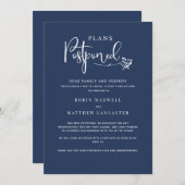 Carte de report de mariage bleu marine (Devant / Derrière)