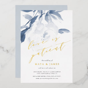 Carte de report de mariage FOIL Love Is Patient