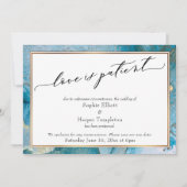 Carte de report de mariage Teal & Gold "L'amour es (Devant)