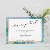 Carte de report de mariage Teal & Gold "L'amour es (Debout devant)