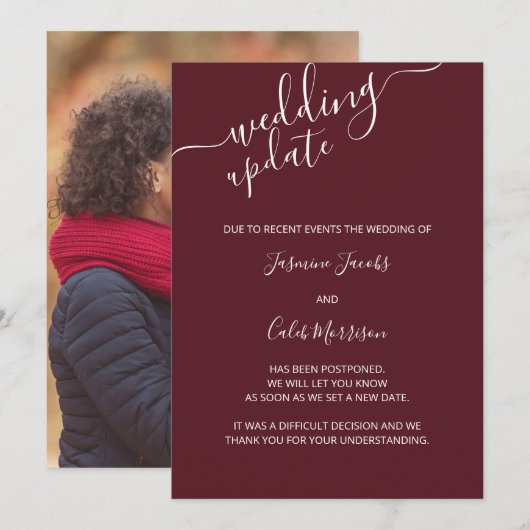 Carte de report de photo Mariage Bordeaux (Devant / Derrière)