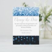 CARTE DE REPORT ÉLÉGANTE AQUA BLEU DIAMANT ARGENTÉ (Debout devant)