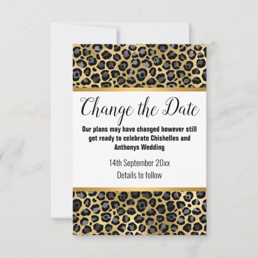 CARTE DE REPORT LUXE GOLD LÉOPARD (Devant)