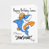 Carte de requin Cool d'anniversaire heureuse (Devant)