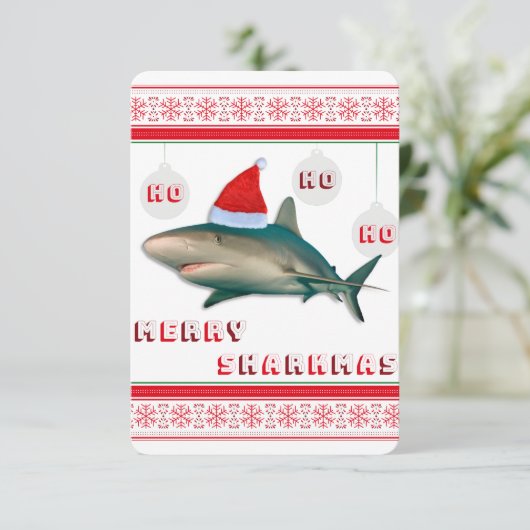 Carte de requin de Noël Joyeux Sharkmas (Debout devant)