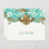 Carte de réservation de plage glamour coquillage s (Devant / Derrière)