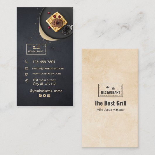 Carte de restaurant personnalisée | Photo moderne (Devant / Derrière)