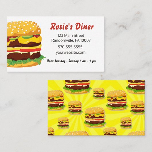 Carte de restauration de cheeseburger (Devant / Derrière)