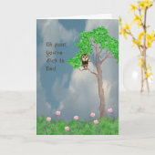 Carte de rétablissement pour enfant avec hibou (Fleur jaune)