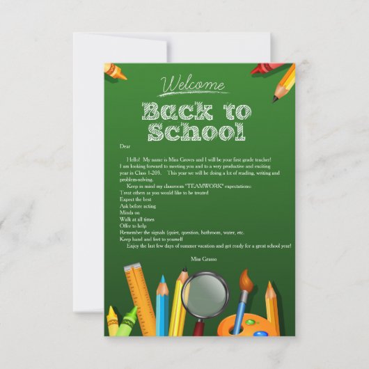Carte de retour à l'école (Devant)