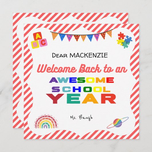 Carte de retour à l'école (Devant / Derrière)