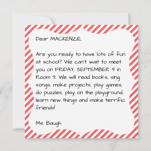 Carte de retour à l'école (Dos)