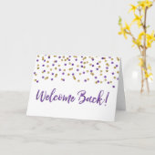 Carte de retour Confetti Gold violet (Fleur jaune)