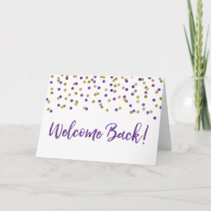 Carte de retour Confetti Gold violet