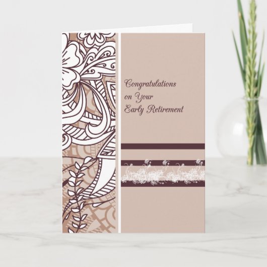 Carte de retraite anticipée Tan avec fleurs (Devant)