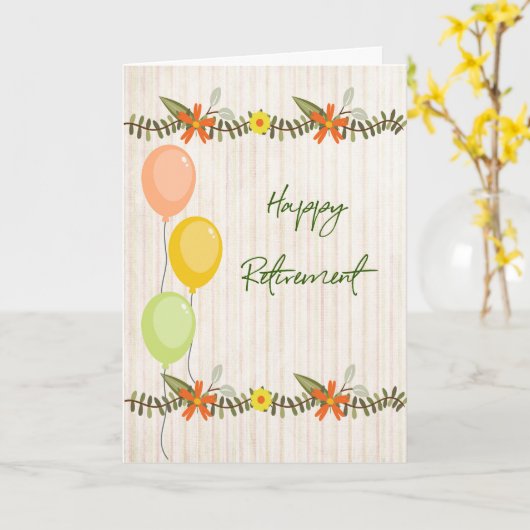 Carte de retraite avec ballons et fleurs (Fleur jaune)