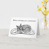 Carte De Retraite Avec Chat Dormant (Fleur jaune)