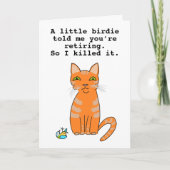 Carte de retraite de chat roux drôle (Devant)