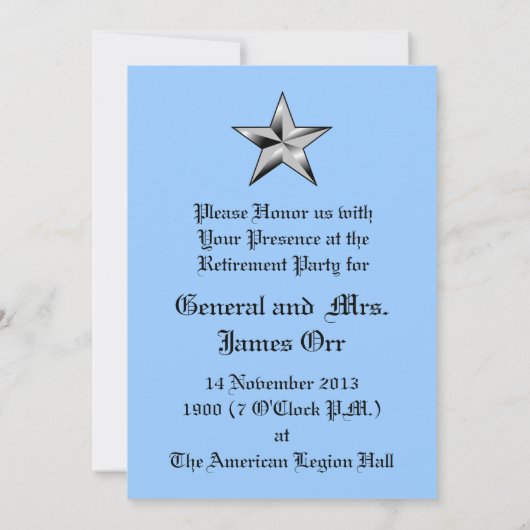 Carte de retraite du brigadier général de la Force (Dos)