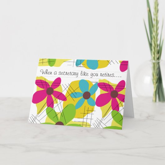 Carte de retraite du secrétaire Design floral (Devant)