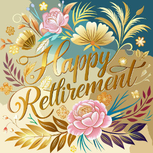 Carte de retraite élégante à motif floral 