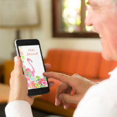 Carte de retraite flamant rose aquarelle avec fleu