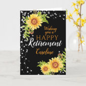Carte de retraite Fleur de soleil noir "Happy Reti (Fleur jaune)