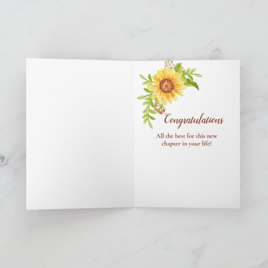 Carte de retraite Fleur de soleil noir "Joyeuse re (Intérieur)