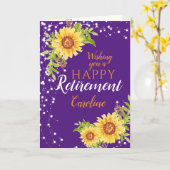 Carte de retraite Fleur de soleil violet Joyeuse r (Fleur jaune)