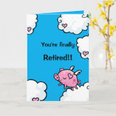 Carte de retraite Flying Pig (Fleur jaune)