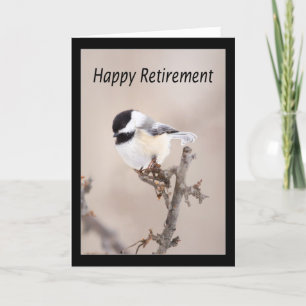 Carte de retraite heureuse pour mésange à tête noi