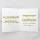 Carte de retraite joyeuse à fleurs roses et feuill (Intérieur)