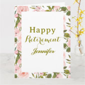 Carte de retraite joyeuse à fleurs roses et feuill (Fleur jaune)